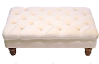 Repose-pieds ottoman moderne personnalisé en cuir véritable avec boutons capitonnés, banc pliable et extensible, table basse de salon ou de bar