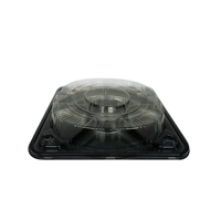 Grand conteneur à sushi, plateau d'apéritifs assortis, boîte d'emballage sécurisée, 6 compartiments, plateau de service en plastique doré avec couvercle transparent