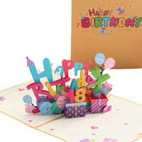 Carte d'anniversaire colorée en papier découpé à la main, impression numérique stéréo créative, petit cadeau pour la bénédiction