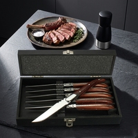 Couteau Laguiole personnalisé en acier inoxydable, couverts de table, coffret cadeau de luxe, ensemble de 6 couteaux à steak