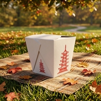 Boîtes alimentaires en papier de style asiatique avec poignée pliable, contenants jetables pour dim sum et raviolis