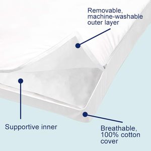 Oreiller hybride de luxe de haute qualité, réglable, double couche, alternative au duvet, mousse à mémoire de forme déchiquetée, blanc, pour les dormeurs sur le côté/le dos - Product Image 5