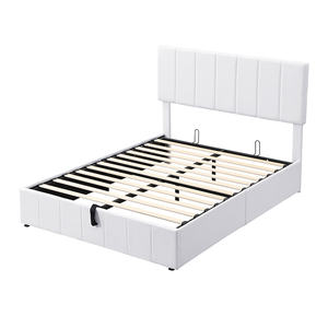 DB Full Size White Upholstered <b>Platform</b> <b>Bed</b> Elegant Minimalist Hydraulic <b>Storage</b> System for Apartment Use (OLD SKU LP000111AAK) - Product Image 6