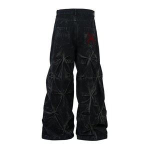 DiZNEW <span class=keywords><strong>uomo</strong></span> Jeans a gamba larga personalizzati 2026 Street Fashion <span class=keywords><strong>Black</strong></span> Designer pantaloni di Jeans a pieghe da <span class=keywords><strong>uomo</strong></span> - Product Image 2