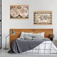 Colgador de carteles magnético de madera de teca, Marco colgante para paredes, imágenes, impresiones de mapas, rollos y lienzo, ilustraciones