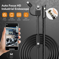 Boroscopio de Tuberías con Enfoque Automático, Impermeable, Video HD, 3 en 1, Mini USB, Endoscopio Industrial Portátil, Cámara de Inspección Automotriz