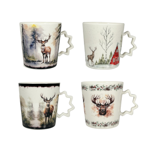 Mug en porcelaine de 300 ml DIAM. 9 H.9.5 AVEC ASSORTIMENT DE DÉCORATIONS DE NOËL - Product Image 1