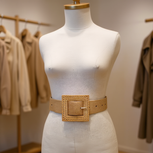 Cintura Angelina con Fibbia Quadrata 3,5cm in Tessuto Intrecciato Stile Bohémien Accessorio di Moda - Product Image 3