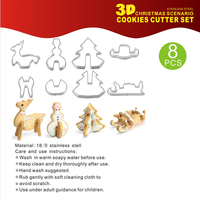 Ensemble d'emporte-biscuits en acier inoxydable 3D pour maison en pain d'épice de Noël, traîneau à renne, bonhomme de neige et arbre de Noël