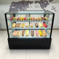Réfrigérateur de présentation de gâteaux commercial OEM, vitrine de boulangerie à verre incurvé, refroidissement par air, contrôle numérique pour pâtisserie