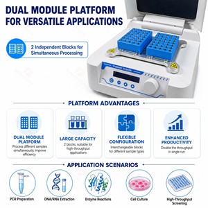 เครื่องเขย่าและควบคุมอุณหภูมิแบบมืออาชีพ TPS2000 แบบ 2 ช่องอิสระ ระบบทำความร้อนและความเย็น 100 องศาเซลเซียส ความเร็ว 2000 รอบต่อนาที เครื่องผสมสำหรับห้องปฏิบัติการทางวิทยาศาสตร์ - Product Image 4