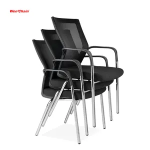 Wenchen mobilya resepsiyon bekleme odası ofis toplantısı 4 bacaklar konferans yönetici ziyaretçi örgü istiflenebilir sandalyeler