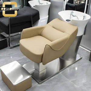 Cama de champú eléctrica de lujo personalizada de Color Beige reposapiés ajustable <span class=keywords><strong>para</strong></span> cabeza Spa muebles de salón de peluquería al por mayor - Product Image 2