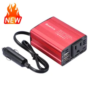 Yeni araç invertörü 150W DC 12V AC 110V dönüştürücü araba girişi adaptörü AC ve USB çıkışı ile modifiye sinüs dalgası