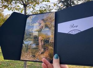 <span class=keywords><strong>Invitation</strong></span> de mariage acrylique d'enveloppe de poche noire <span class=keywords><strong>avec</strong></span> des invitations acryliques de quinceanera de <span class=keywords><strong>photo</strong></span> - Product Image 6