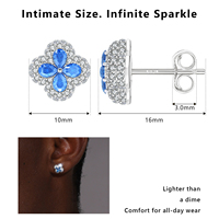 Boucles d'oreilles clous de luxe en argent sterling 925 hypoallergéniques pour femmes et hommes, motif fleur bleue CZ, saphir bleu aigue-marine, pour oreilles sensibles