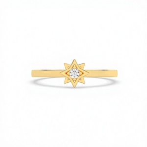 Anillo de Compromiso de Lujo Lurba Jewels con Diamante Sintético de 0.1 Ct, Corte Brillante, Oro Amarillo Sólido de 14K - Product Image 4