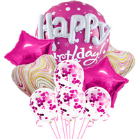 FEIQU LM025 Ensemble de ballons en aluminium assemblés en forme de lettre ronde de 22 pouces, motif Happy, Love Onyx, paillettes, décoration de fête d'anniversaire