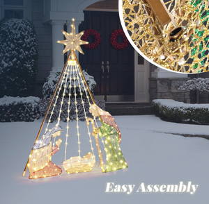 ฉากพระกุมารเยซูพร้อมไฟขนาด 6 ฟุต สำหรับตกแต่งคริสต์มาสทั้งภายนอกและภายในอาคาร <span class=keywords><strong>ชุด</strong></span>ครอบครัวศักดิ์สิทธิ์ขนาดใหญ่ สำหรับตกแต่งสนามหญ้า สวน - Product Image 5