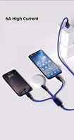 Kabel Pengisian Daya USB Tipe C Berkualitas Tinggi 120W dengan Jalinan Nilon, Kabel Micro USB 3 in 1, Kabel Pengisian Daya Super Cepat 6A untuk Ponsel