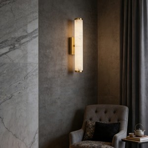 Lámparas de Pared de Alabastro Natural y Cobre de Alta Gama para Dormitorio, Estilo Español Moderno, para Decoración de Sala de Estar y Cabecera de Cama - Product Image 1