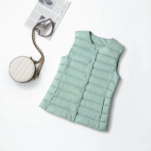 2025 nouveau <span class=keywords><strong>gilet</strong></span> léger pour femmes coréen décontracté <span class=keywords><strong>sans</strong></span> manches veste <span class=keywords><strong>sans</strong></span> col conception coupe ajustée pour l'automne hiver vêtements d'extérieur - Product Image 4