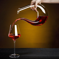 Decantador de Vino de Cristal Transparente Estilo Nórdico Personalizado, Jarra de Vidrio de 1.5L para Vino Tinto, Juego de Decantadores