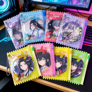 Bolsa de PVC Transparente con Cierre, Estilo Japonés, Colorida, para Guardar Fotografías Kpop, Insignias de Anime, con Llavero - Product Image 5