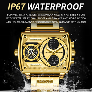 BINBOND 2026 Orologio da Polso Digitale da Uomo Impermeabile Luminoso con Doppio Fuso Orario, Quadrante Rettangolare, per Uomo - Product Image 2