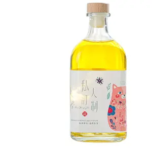 진 위스키 와인 보드카 브랜디 럼 오일에 대한 500ml 투명 사각 유리 정신 술 병 375ml 용량 합성 코르크