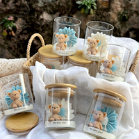 Bougies personnalisées mignonnes parfumées Teddy Daisy, parfum floral, bougies en forme de fleurs et d'ours roses pour souvenir de baptême, cadeaux d'anniversaire