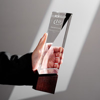Trophée en cristal K9 personnalisé, gravé au laser, de haute qualité, en bois, avec base en cristal vierge – Offre Spéciale