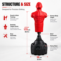Mannequin de boxe autoportant en gros, sac de frappe en forme de corps humain pour entraînement MMA et kickboxing avec base stable