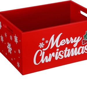 Caja de Almacenamiento Navideña Roja Rectangular para Escritorio Sin Tapa con Patrón de Letras 5266 - Product Image 3