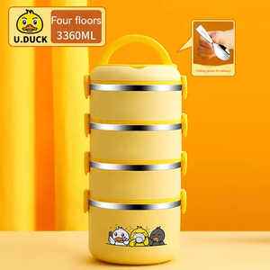 Modern <b>Small</b> Yellow Duck Copper Multi-layer Office Workers Lunch Box Students Large Capacity Insulated Lunch Box - Product Image 4