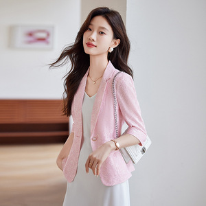 Summer Lace Blazer For Women Black Thin Style Breathable Casual Suit 2025 New Arrival Petite Fit - Product Image 4