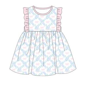 Boyis Venta caliente verano lazo rosa colección floral lindo conjunto de pañales para niña - Product Image 2