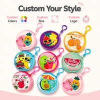 Porte-monnaie en peluche personnalisé en forme de fruit de dessin animé, mini-portefeuille rond de 8 cm avec crochet porte-clés et fermeture éclair, pochette à monnaie en peluche multicolore