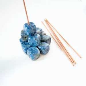 2023 Web celebrity crystal candle refined Blue spot jasper incense holder electroplating bathroom aromatherapy soybean