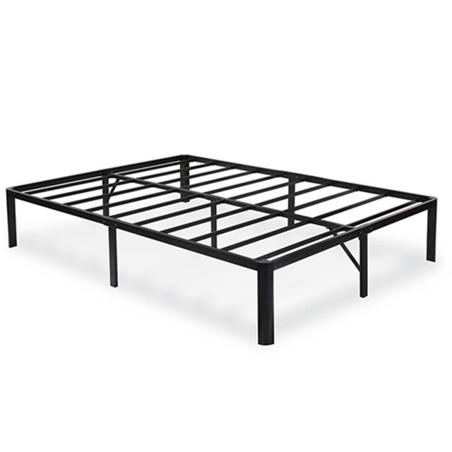 Sturdy Welded Metal Bed Frame Foldable Storage Bed Base Full Size Black Heavy Duty Bed Frame
