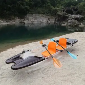 2023 il più nuovo kayak trasparente per doppia persona in plastica con sedili arancioni in affitto