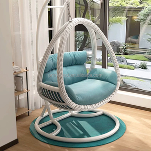 Uovo appeso sedia con supporto in Rattan sedia a dondolo esterno per giardino Patio balcone impermeabile uovo sedia appesa - Product Image 1