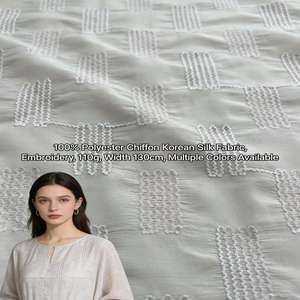 Tela de Chifón Transparente con Bordado a Mano - <span class=keywords><strong>Material</strong></span> de Diseño de Moda, Tela para Ropa 100% Poliéster - Product Image 5