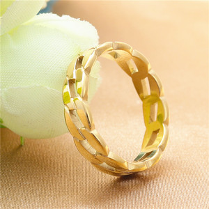 European American Style <b>Titanium</b> Steel Hollow <b>Chain</b> Ring Women's Punk Motorcycle Ring Vintage Gold Color Gift Jewelry - Product Image 2