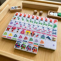 Tuiles de Mahjong sur mesure en acrylique, modèle Chalet Frosty Lilac, luxe moderne, sculptées double face, thème sports d'hiver, pour les rassemblements entre amis