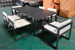 Ensemble de salle à manger d'extérieur 6 places, table et chaises en aluminium, mobilier de jardin moderne avec coussins imperméables 1. Renforcé - Product Image 3