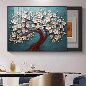 Belle haute qualité 3D moderne abstrait <span class=keywords><strong>couteau</strong></span> <span class=keywords><strong>peinture</strong></span> grande toile peinte à la main <span class=keywords><strong>fleurs</strong></span> pour la maison hôtel mur décor moyen huile - Product Image 5
