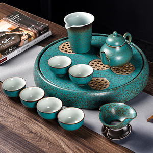 Juego de té de cerámica cocida al horno Retro japonés para sala de estar doméstica estilo de diseño moderno pequeña <span class=keywords><strong>tetera</strong></span> <span class=keywords><strong>y</strong></span> taza de Kung Fu - Product Image 4