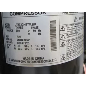 Compresseur de climatiseur JT140GHSY1L@K triphasé 380V 50Hz réfrigérant R22 fabriqué en Chine, accessoires inclus - Product Image 2