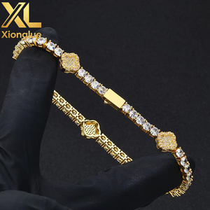 Hip Hop Style Cubic Zirconia Tennis Chain Lucky Four Leaf Clover Unisex <b>Bracelet</b> Luxury <b>Inspired</b> Premium Accessories Gift Claw - Product Image 5